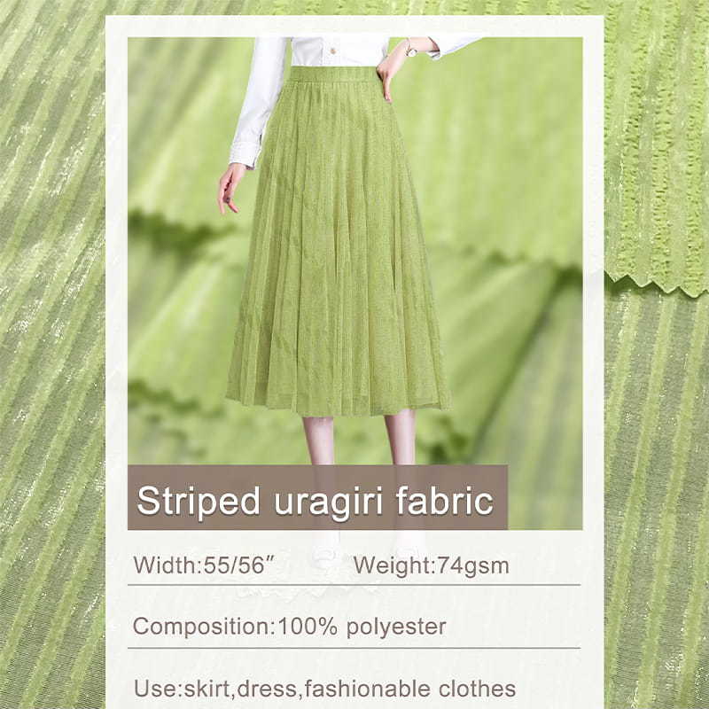 Polyester Shiny Strip-like Plush Chiffon Fabric For Skirt