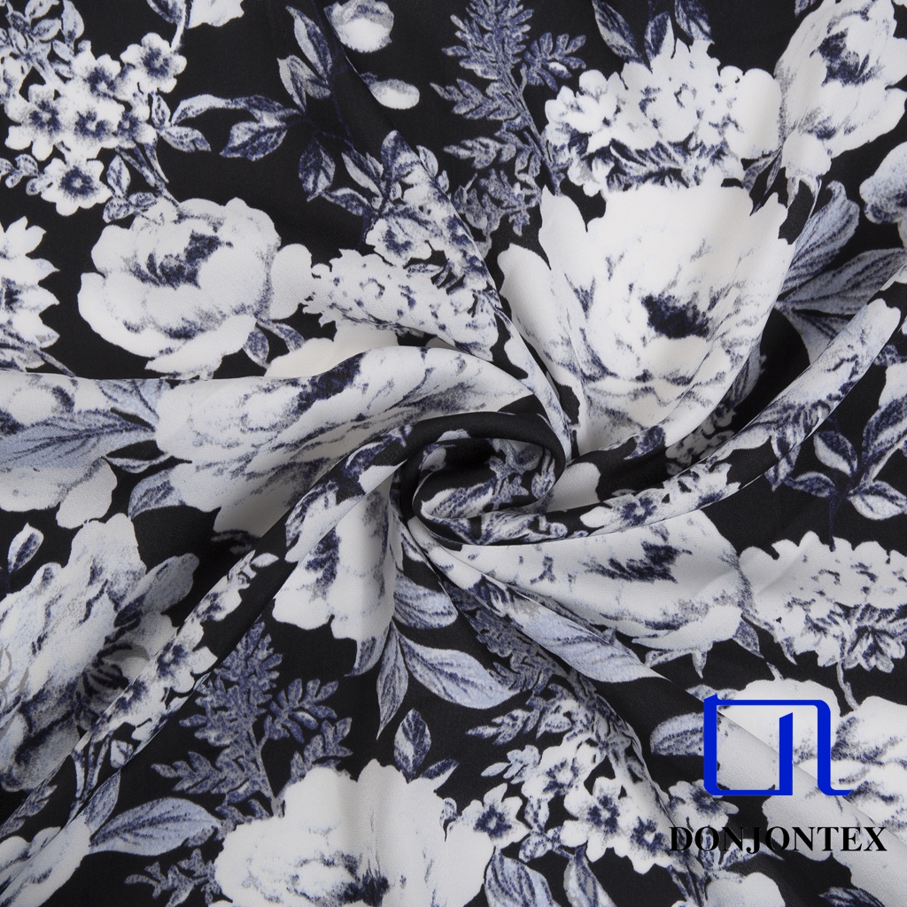 Eco-Friendly 100% Polyester Floral Printed Satin Fabric for Dress/Pajamas/Abaya/Blouse