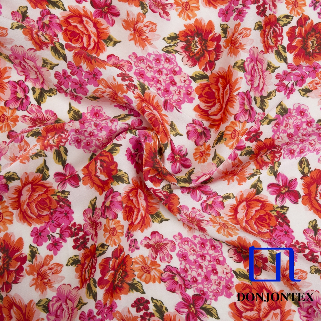 Elegant 100% Polyester Bronzed Floral Printed Chiffon Fabric for Party Pear