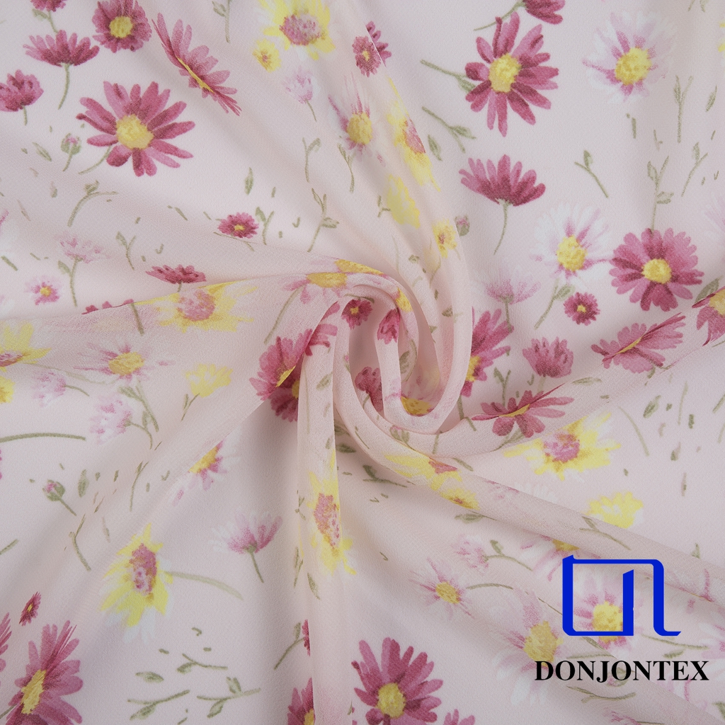 Latest Fashion 100% Polyester Floral Printed Chiffon Fabric for Beachwear