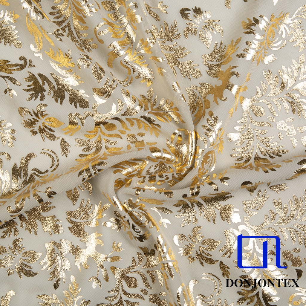 Latest Fashion 100% Polyester Bronzing Chiffon Fabric for Evening Gown