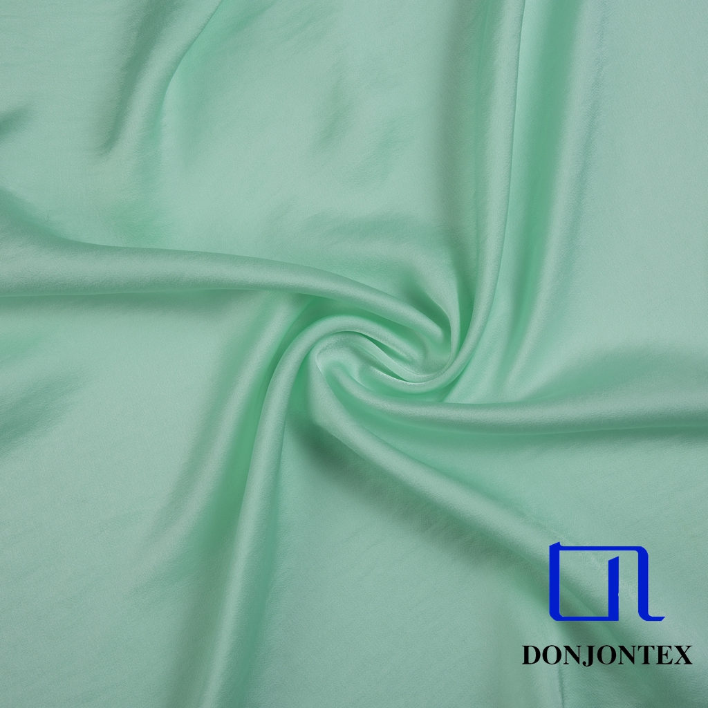 GRS Certificated Recycled Polyester Plain Dyed Satin Fabric for Evening Gown