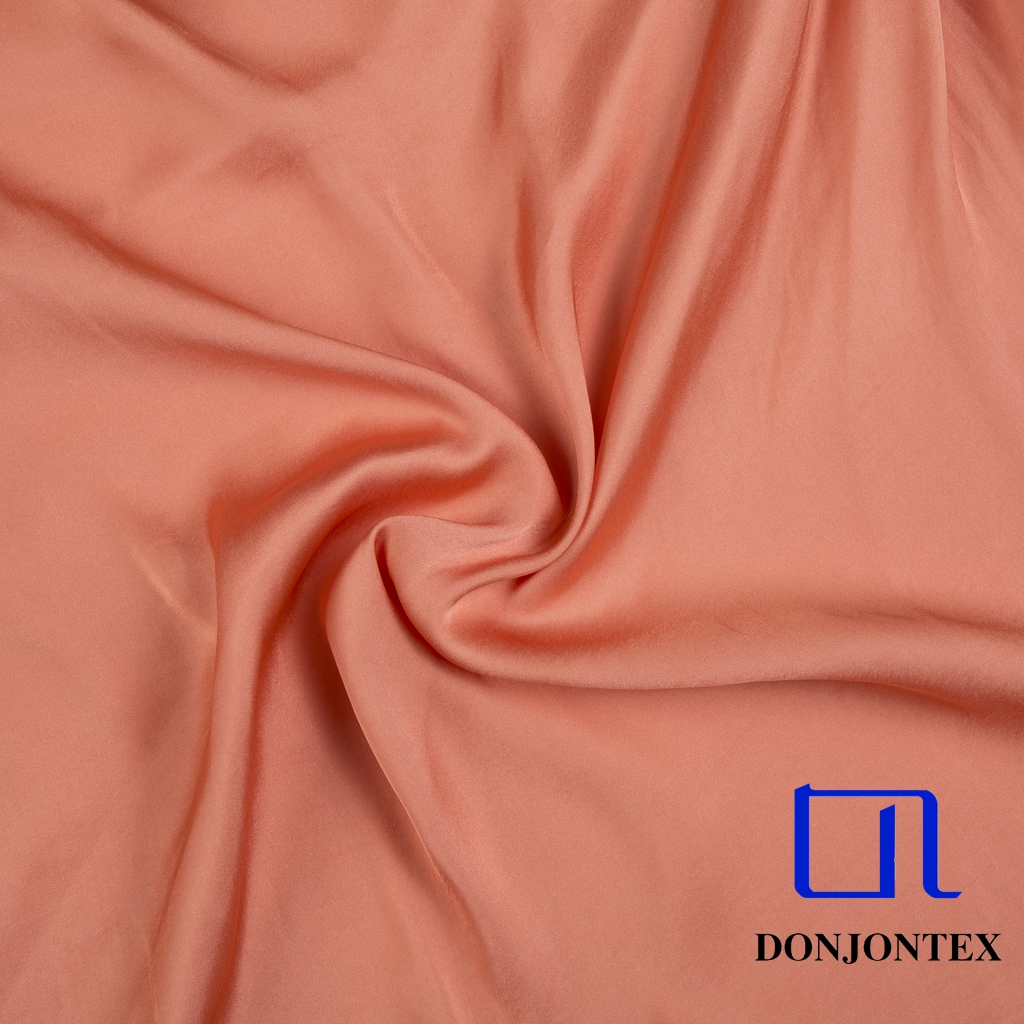 GRS Certificated Recycled Polyester Bright Plain Dyed Satin Fabric for Evening Gown