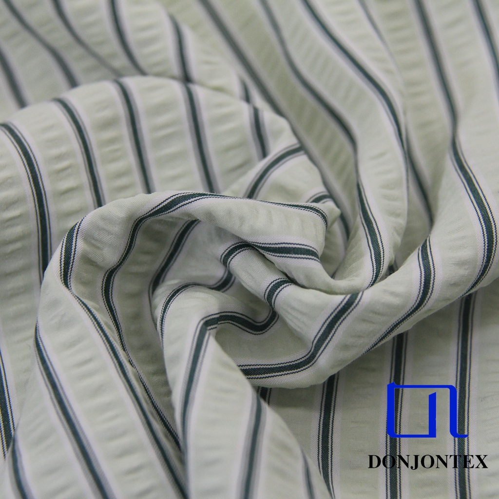 High Quality Polyester Rayon  Stripe Bubble Fabric for Casual Dress