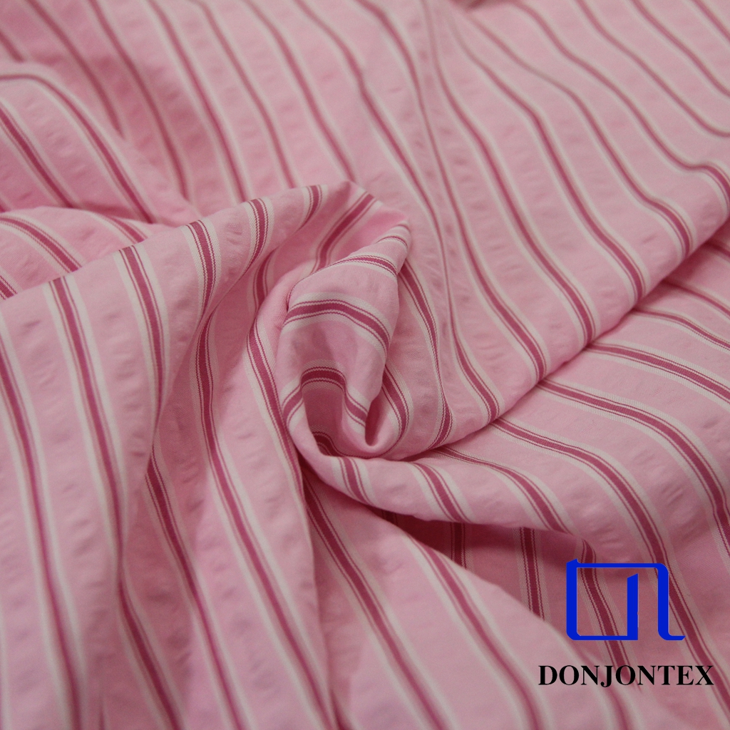 High Quality Polyester Rayon  Stripe Bubble Fabric for Casual Dress