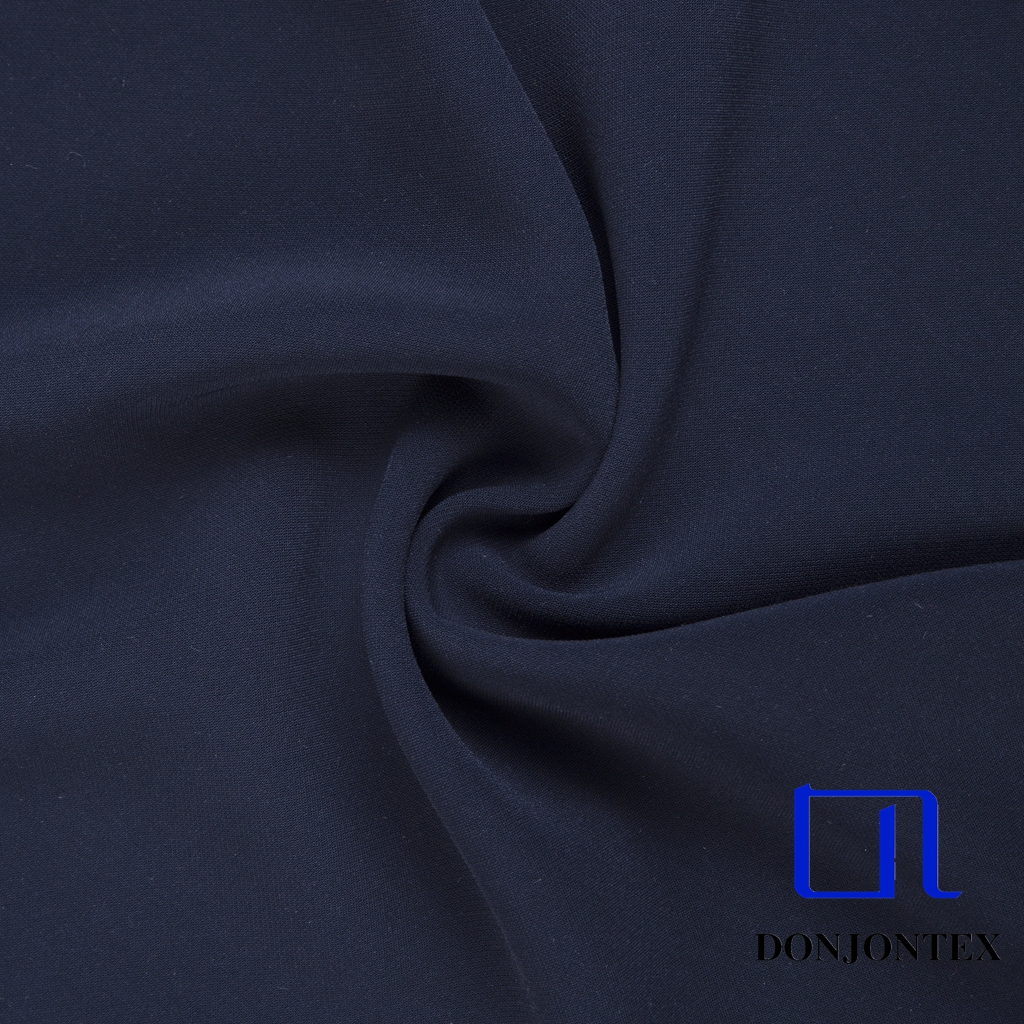 Designer Choice Polyester Spandex Stretch Dark Navy Crepe Satin Fabric for Sports Wear