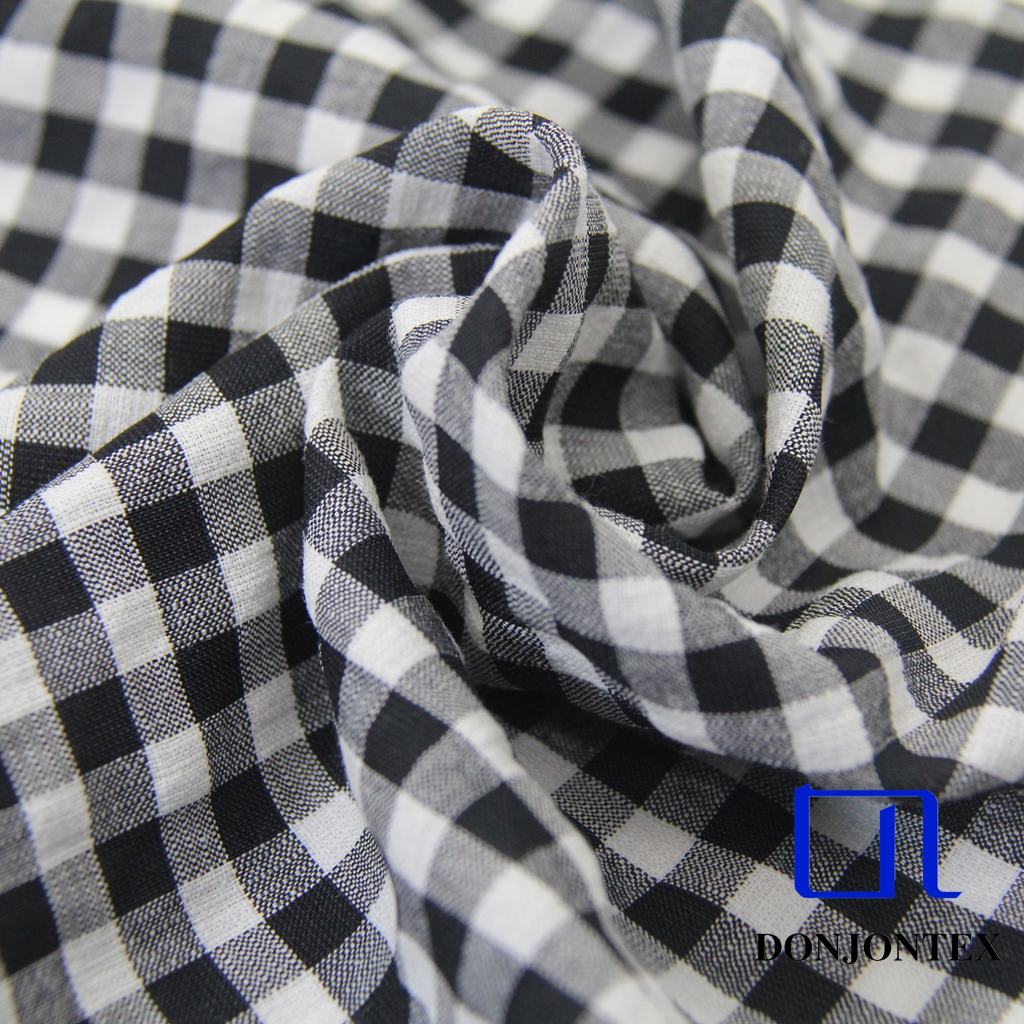 Latest Fashion Yarn Dyed Polyester Lyocell Cotton Check Fabric for Women Dress