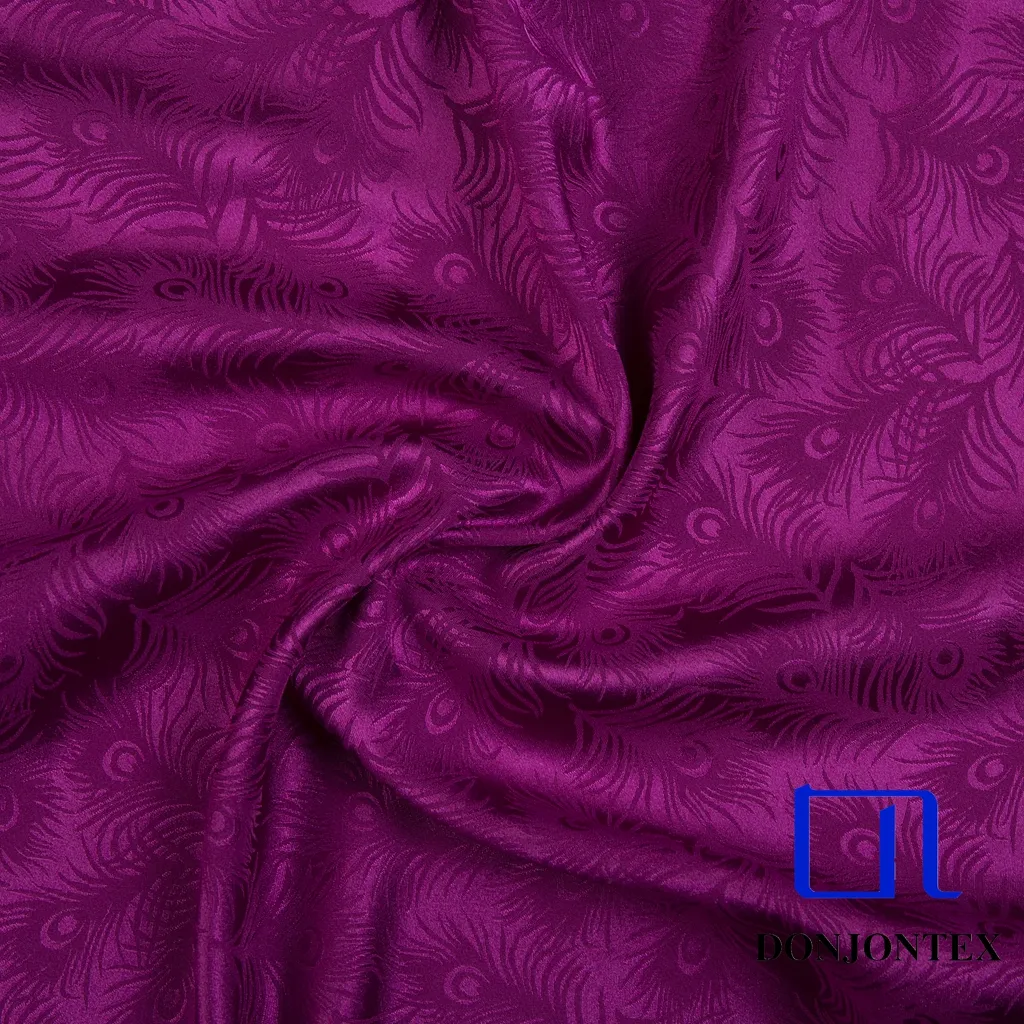 Premium Quality Polyester Spandex Peacock Tail Stretch Satin Fabric for Evening Gown