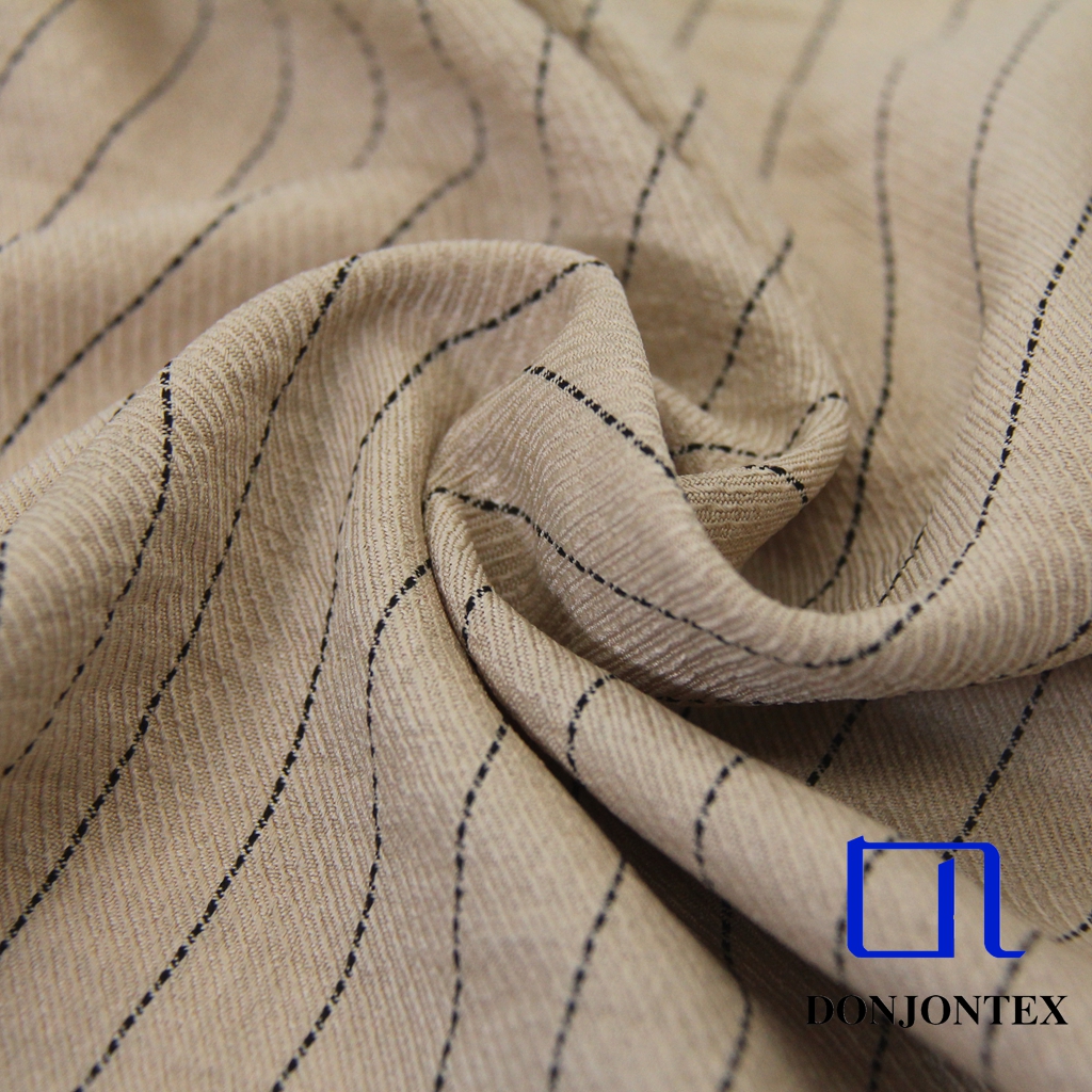 High Quality Imitation Linen Hand Feeling 100% Polyester Black vertical stripes herringbone Twill Jacquard Fabric