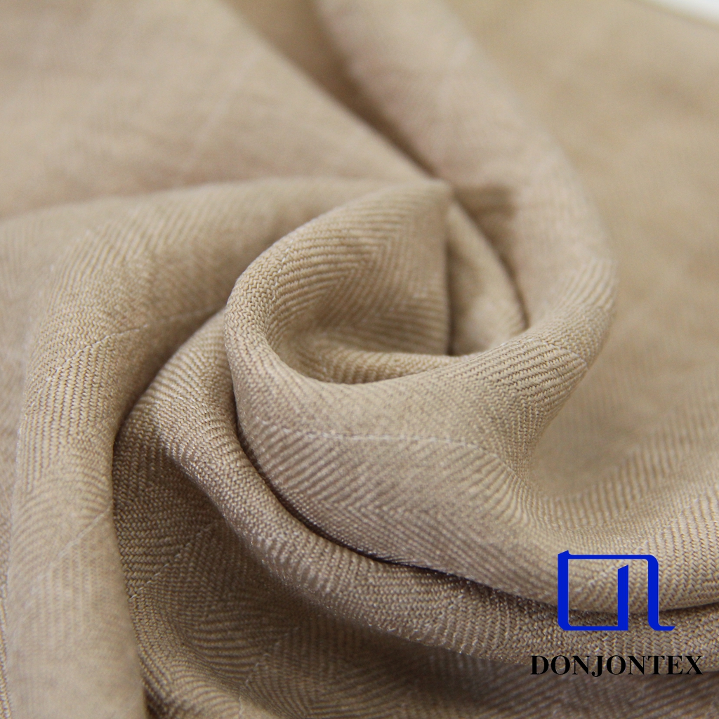 Factory Price Imitation Linen Hand Feeling 100% Polyester vertical stripes herringbone Twill Jacquard Fabric