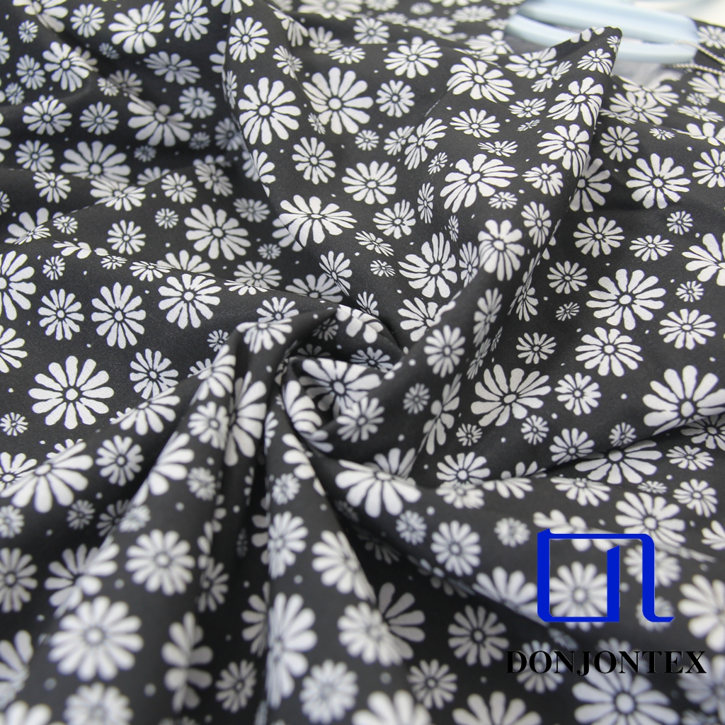 100D Polyester Spandex Flower Printed Four Way Woven Stretch for Skirts